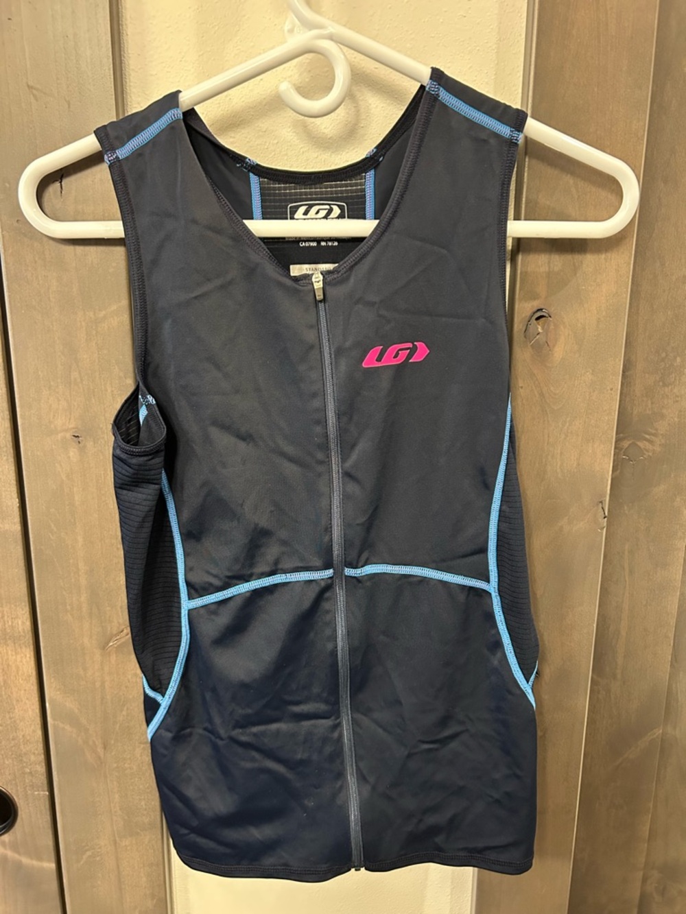 Louis Garneau Triathlon top Sleeveless bike jersey Women’s Large Navy pink logo